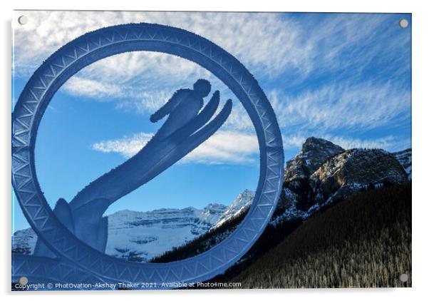 An Ice sculpture representing world sports winter athletic event Acrylic by PhotOvation-Akshay Thaker