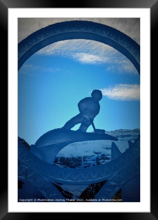 An Ice sculpture representing world winter sports event Framed Mounted Print by PhotOvation-Akshay Thaker