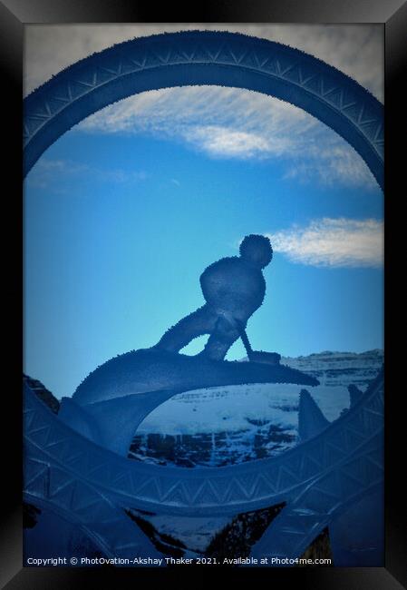 An Ice sculpture representing world winter sports event Framed Print by PhotOvation-Akshay Thaker