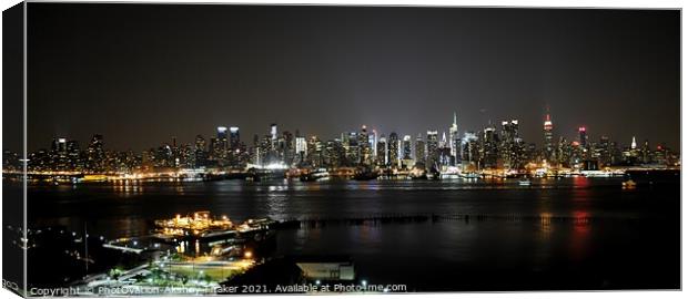 Poster perfect New York city panoramic illuminated skyline  Canvas Print by PhotOvation-Akshay Thaker