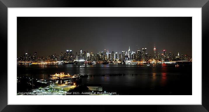 Poster perfect New York city panoramic illuminated skyline  Framed Mounted Print by PhotOvation-Akshay Thaker