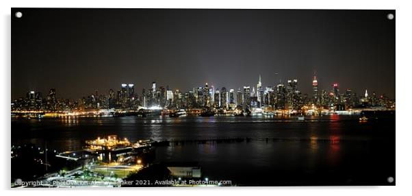 Poster perfect New York city panoramic illuminated skyline  Acrylic by PhotOvation-Akshay Thaker