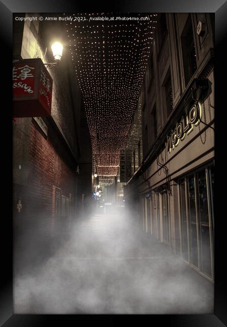 Foggy night in Newcastle  Framed Print by Aimie Burley