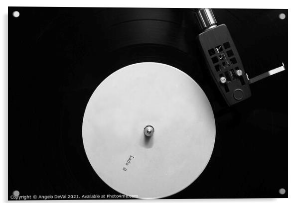 Side B Vinyl on a Turntable in Monochrome Acrylic by Angelo DeVal