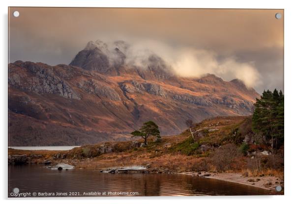 Slioch and Loch Maree Wester Ross Scotland Acrylic by Barbara Jones