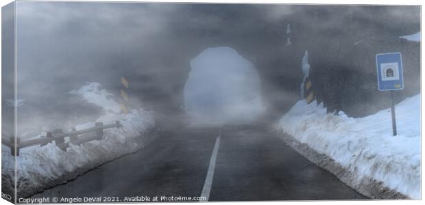 Serra da Estrela Rock Tunnel and Fog Canvas Print by Angelo DeVal