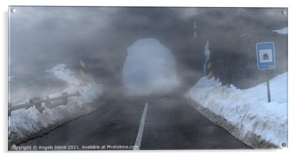 Serra da Estrela Rock Tunnel and Fog Acrylic by Angelo DeVal