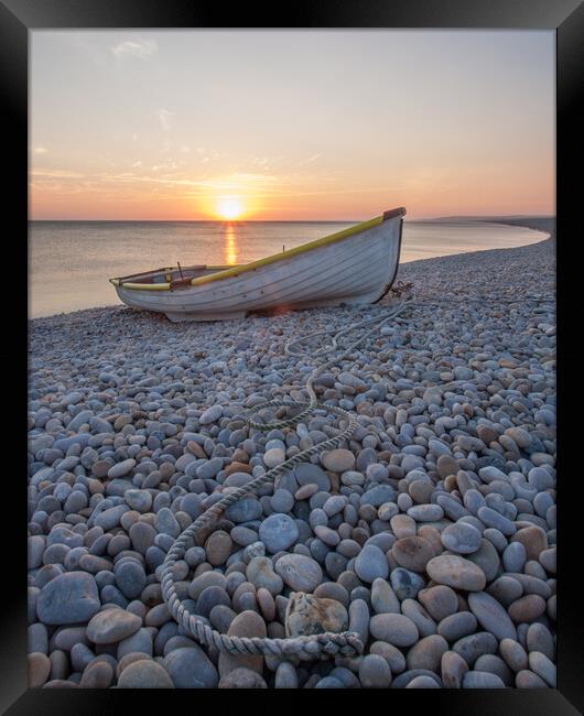 Majestic Sunset at Chesil Beach Framed Print by Graham Custance