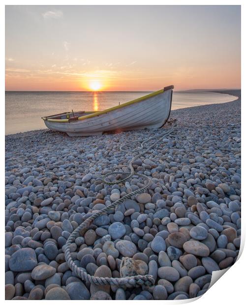 Majestic Sunset at Chesil Beach Print by Graham Custance