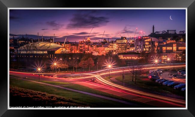 Holyrood Park Car Trails Framed Print by David J Gillan