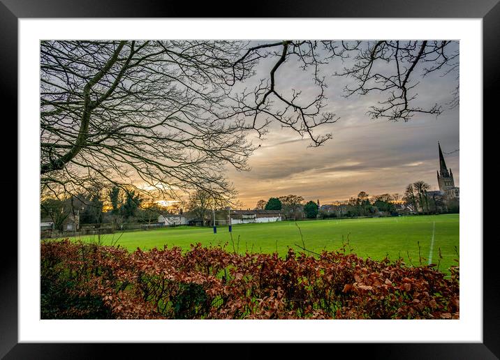 Norwich at sunset Framed Mounted Print by Chris Yaxley