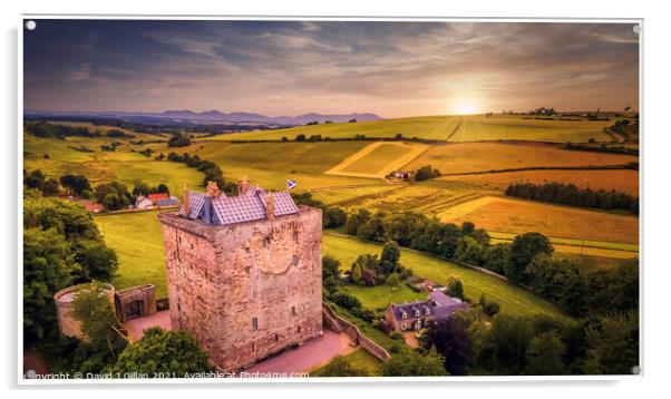 Borthwick Castle Acrylic by David J Gillan