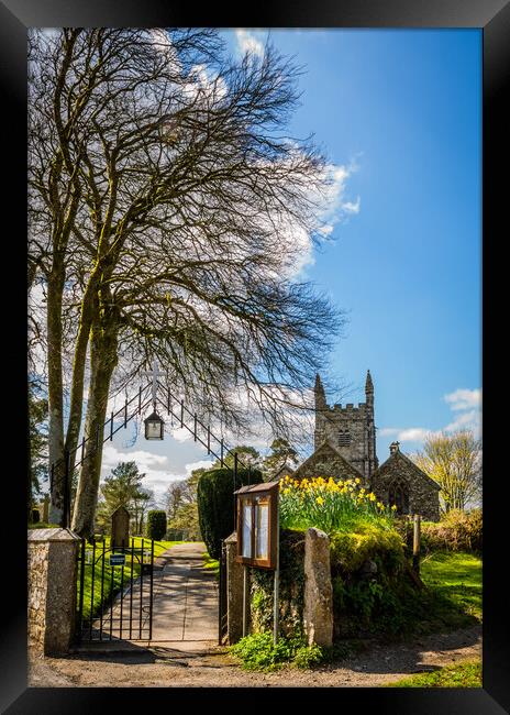 St Petroc Church in Lydford, Devon Framed Print by Maggie McCall