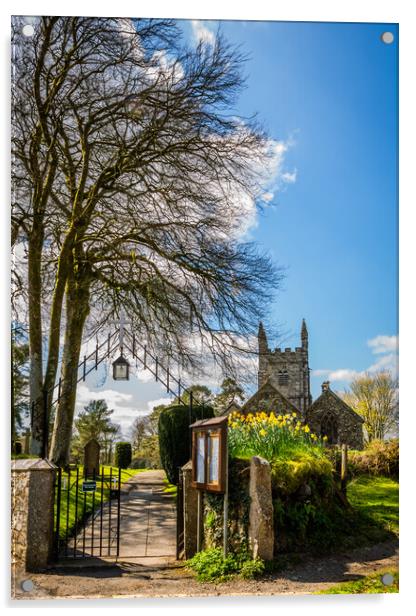 St Petroc Church in Lydford, Devon Acrylic by Maggie McCall