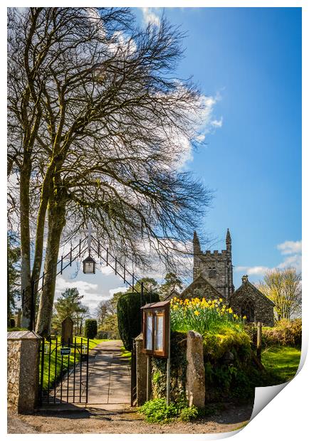 St Petroc Church in Lydford, Devon Print by Maggie McCall
