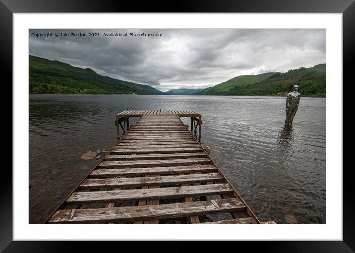 Loch Earn and Silver Man Statue - Perthshire Scotland Framed Mounted Print by Iain Gordon