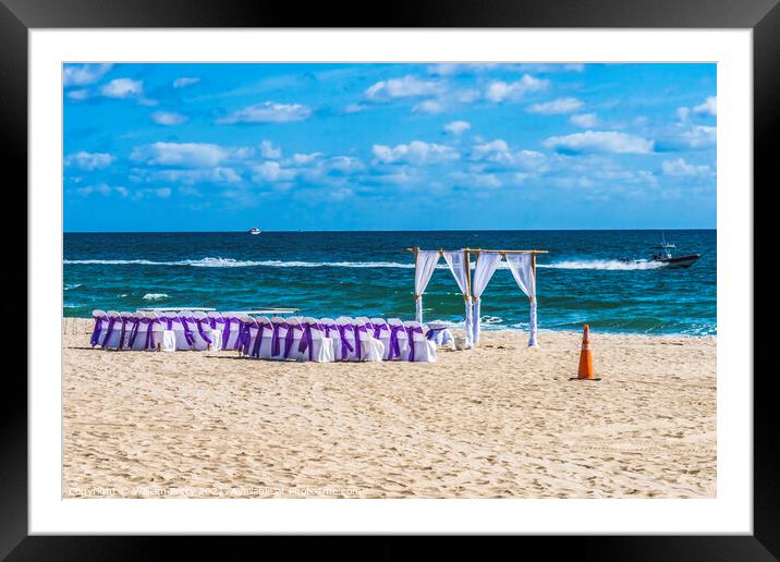 Marriage Setup Beach Motorboats Blue Ocean Fort Lauderdale Flori Framed Mounted Print by William Perry