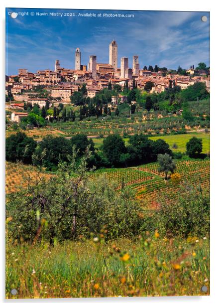 San Gimignano, Italy Acrylic by Navin Mistry