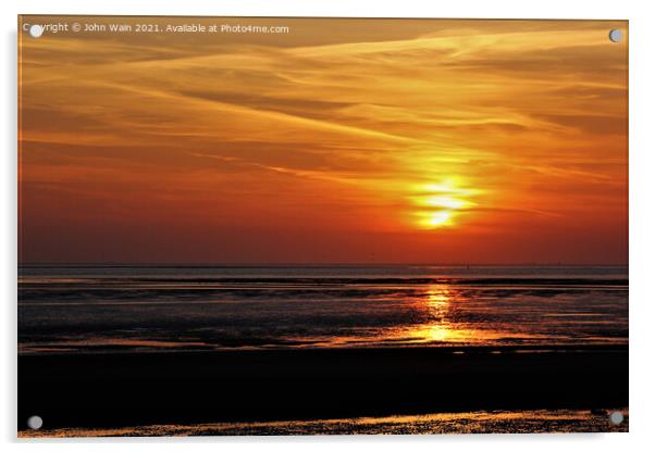 Liverpool Bay Sunset Acrylic by John Wain