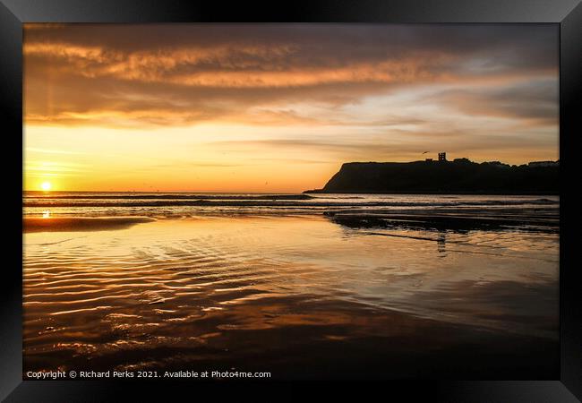 Scarborough North Bay sunrise Framed Print by Richard Perks