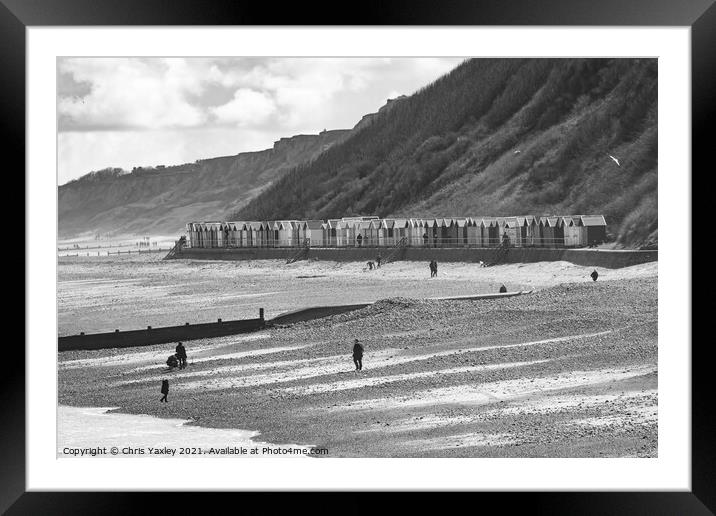Cromer beach and beach huts on the North Norfolk coast Framed Mounted Print by Chris Yaxley