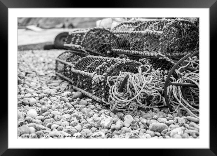 Fishing tackle on the North Norfolk coast Framed Mounted Print by Chris Yaxley