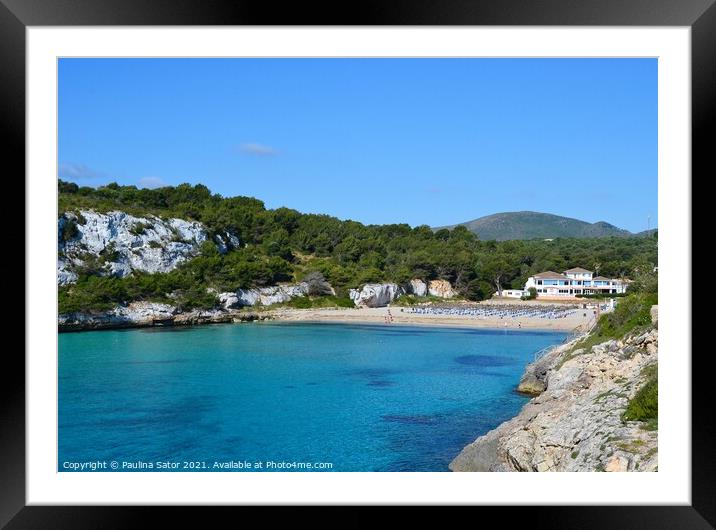 Bay of Cala Estany d'en Mas, Majorca, Spain Framed Mounted Print by Paulina Sator