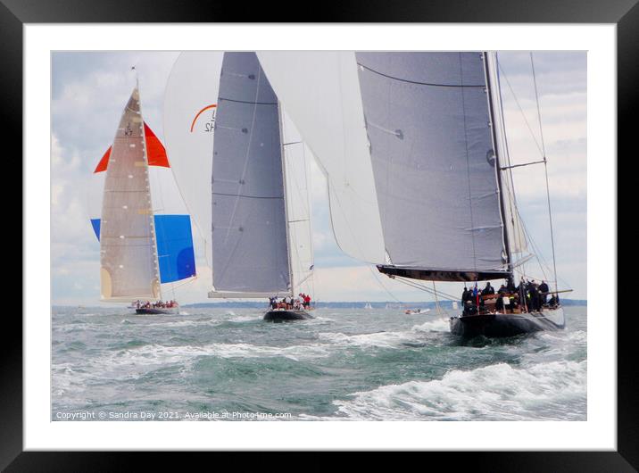 J class Yachts Framed Mounted Print by Sandra Day