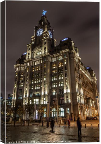 Liver Building Illuminated Canvas Print by Philip Brookes