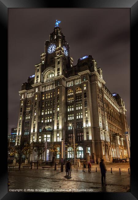 Liver Building Illuminated Framed Print by Philip Brookes