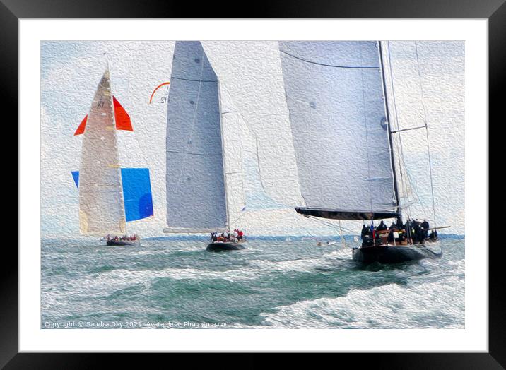 J Class yachts Oil  Framed Mounted Print by Sandra Day
