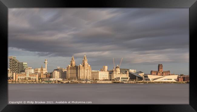 Liverpool Waterfront Skyline Framed Print by Philip Brookes