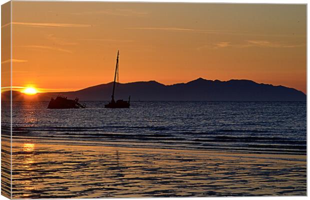Arran sunset viewed from Ayr Canvas Print by Allan Durward Photography