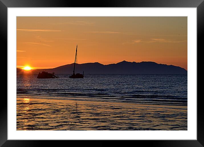 Arran sunset viewed from Ayr Framed Mounted Print by Allan Durward Photography