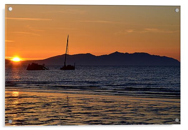 Arran sunset viewed from Ayr Acrylic by Allan Durward Photography