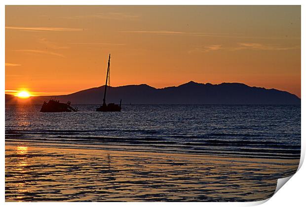 Arran sunset viewed from Ayr Print by Allan Durward Photography