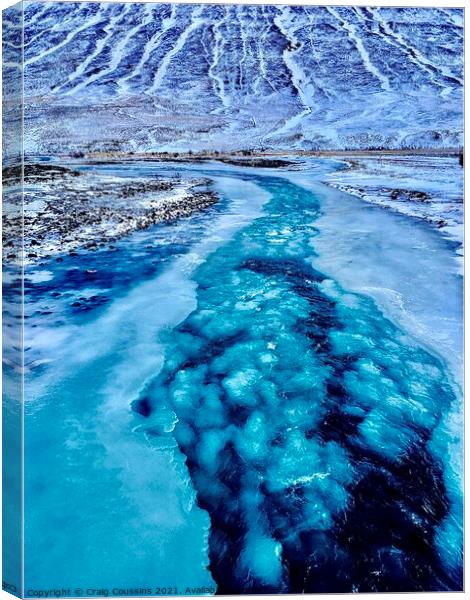 Frozen river in Iceland  Canvas Print by Wall Art by Craig Cusins