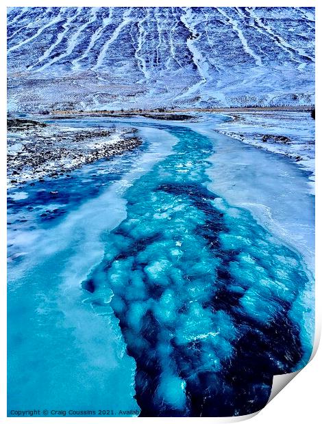 Frozen river in Iceland  Print by Wall Art by Craig Cusins