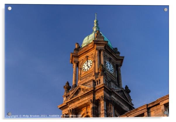 Birkenhead Town Hall Clocktower Acrylic by Philip Brookes