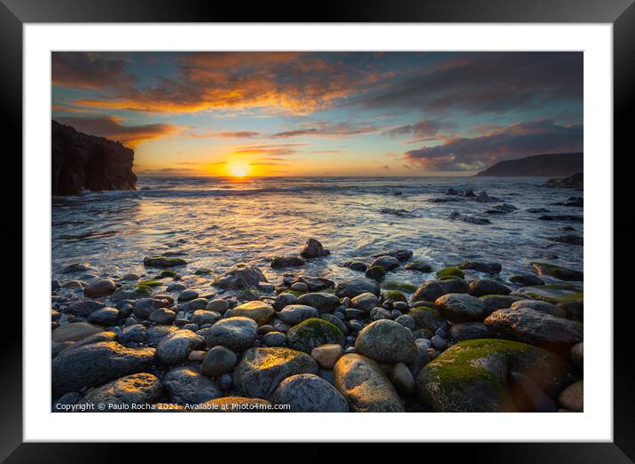 Sunset in Abano beach, Cascais Framed Mounted Print by Paulo Rocha
