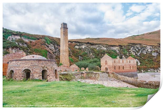 Remains of Porth Wen Brickworks Print by Kevin Hellon