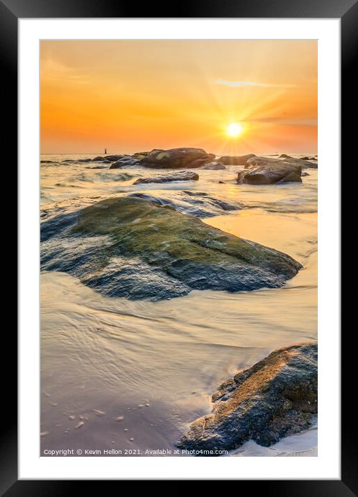Sunrise over the rocks Framed Mounted Print by Kevin Hellon