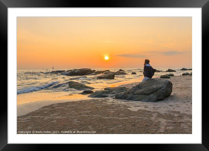 Sunrise over the rocks Framed Mounted Print by Kevin Hellon