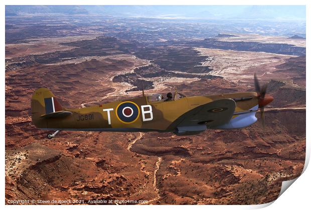 Spitfire LFVc T-B Print by Steve de Roeck