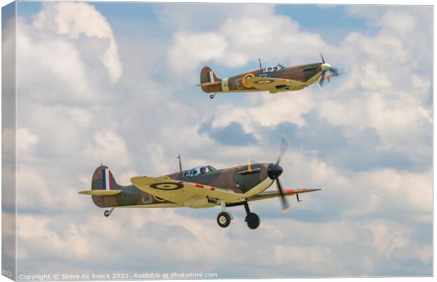 Spitfire Departure Canvas Print by Steve de Roeck