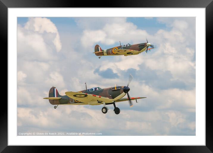 Spitfire Departure Framed Mounted Print by Steve de Roeck