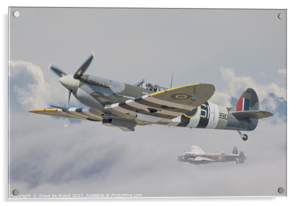 Spitfire Escort Acrylic by Steve de Roeck