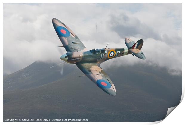 Spitfire Above The Clouds Print by Steve de Roeck