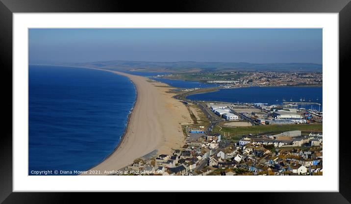 Chesil Beach Dorset Panoramic Framed Mounted Print by Diana Mower