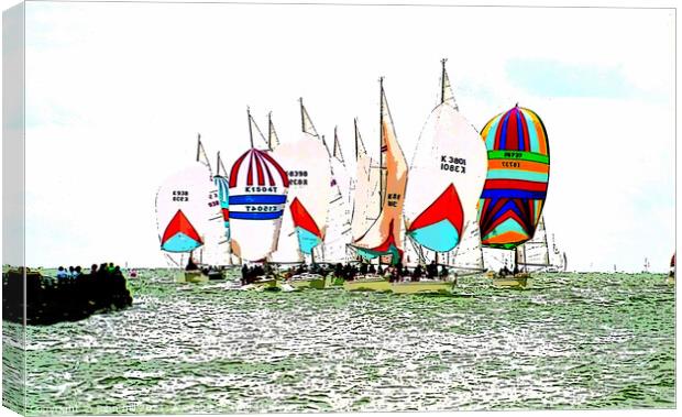 Raceing Spinnakers (watercolor effect ) Canvas Print by john hill